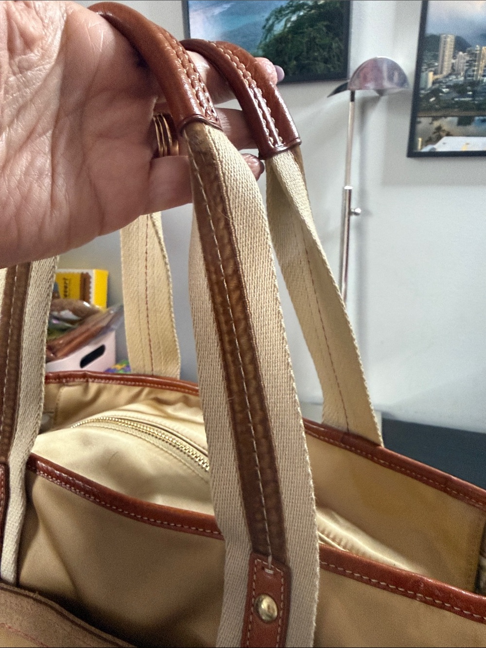 Coach Hamptons Weekend Gold Satin Tote - Picture 12 of 14